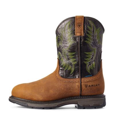 Ariat WorkHog Kahverengi / Yeşil Iş Ayakkabıları Erkek (42112-803)